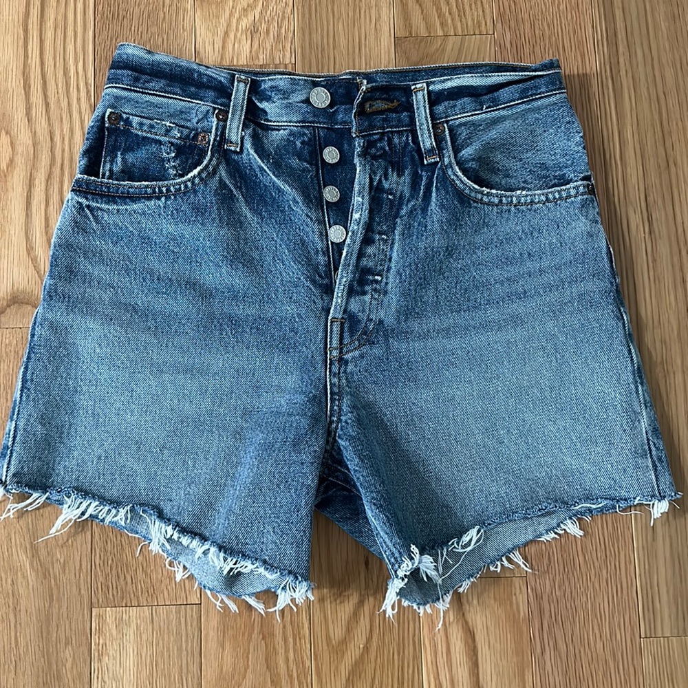 AGOLDE distressed denim shorts